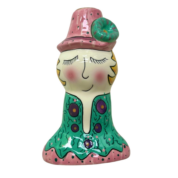 Vintage GANZ Pati’s People Hand Painted Ceramic Candlestick Holder Kitschy - Picture 1 of 9